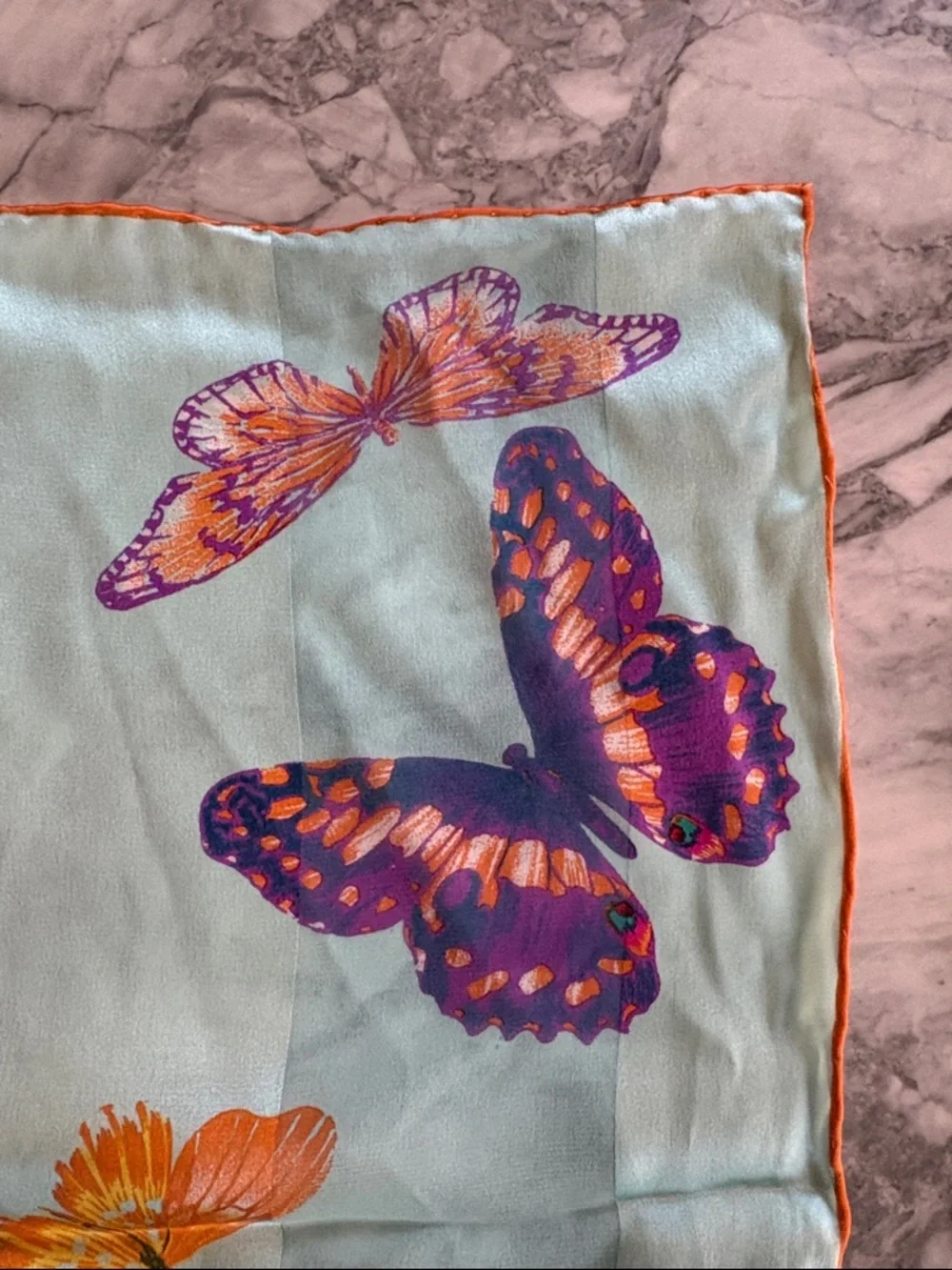 Vintage Chopard Chiffon Silk Scarf with Multi-Color Butterfly Motif